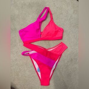 Women’s Popvil Colorblock One Shoulder Bikini M